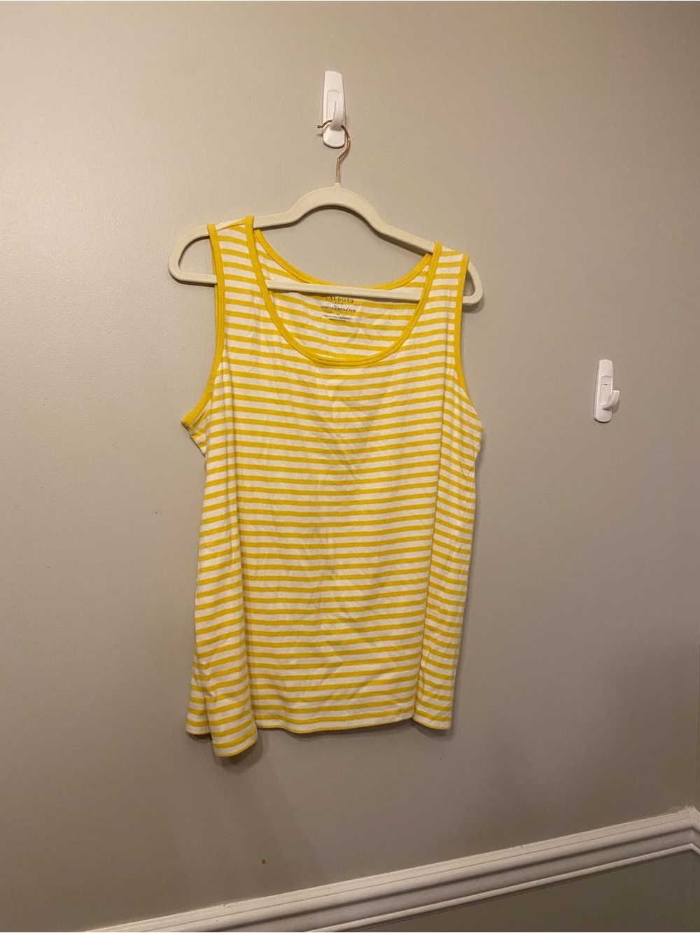 Talbots Yellow & White Striped Scoop Neck Tank